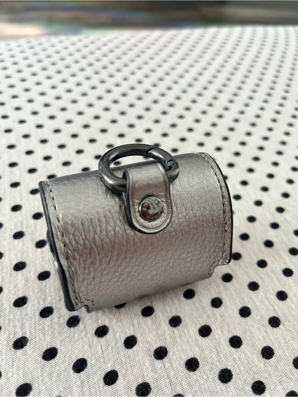Coach Metallic Silver Leather AirPod Pro/ Accessory Case